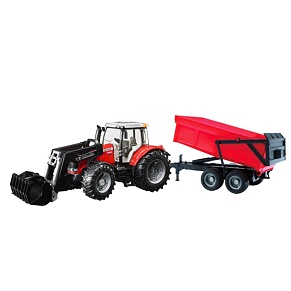 Massey Fergusson Traktor mit Frontlader und Klappwagen – Bruder 1138